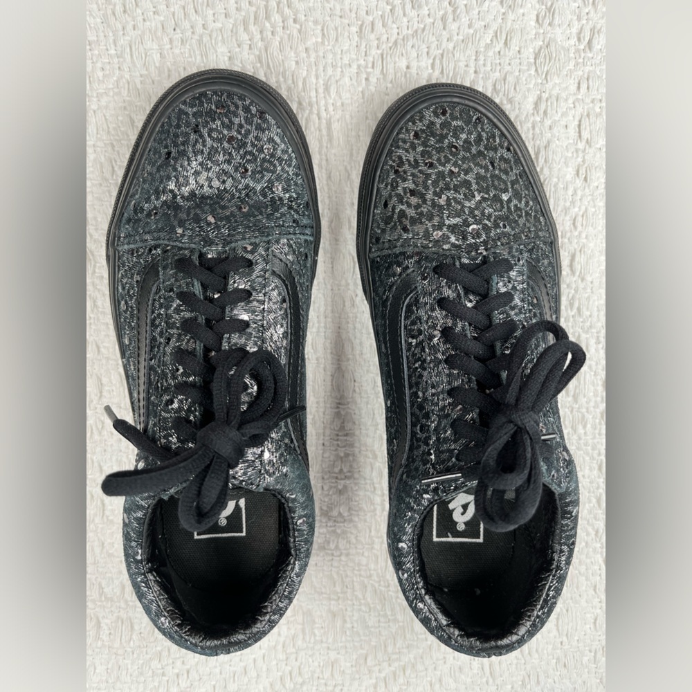 Vans Old Skool Unisex Black Metallic Leopard Shoes